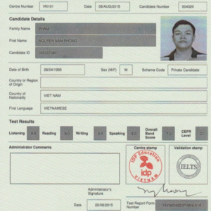 IELTS certificate