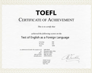 High Quality TOEFL Certificate Sale