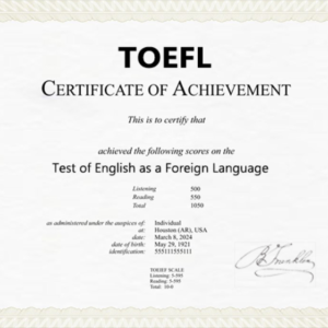 TOEFL certificate