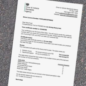 Buy theory test pass certificate
