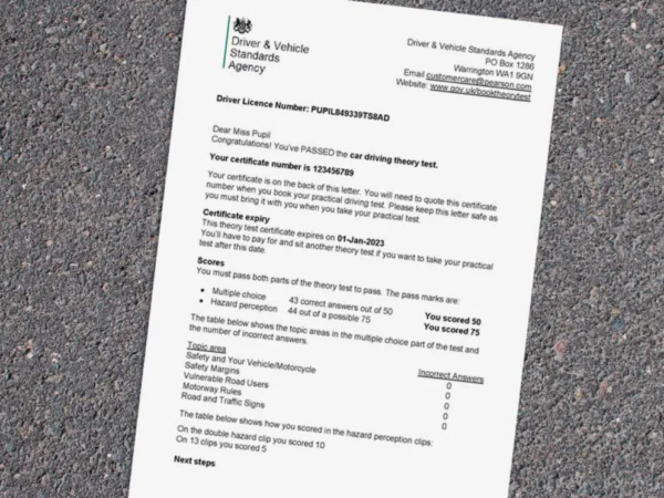 Buy theory test pass certificate